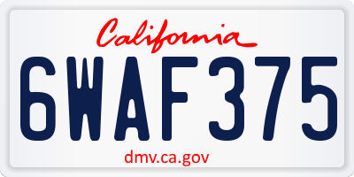 CA license plate 6WAF375