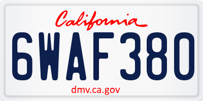 CA license plate 6WAF380