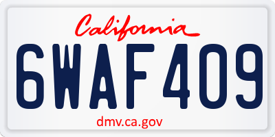CA license plate 6WAF409