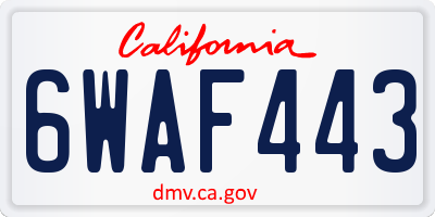 CA license plate 6WAF443