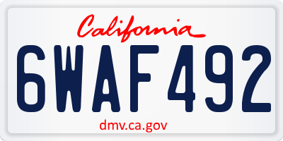 CA license plate 6WAF492