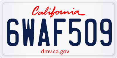 CA license plate 6WAF509