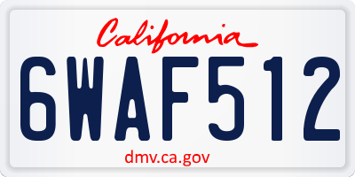 CA license plate 6WAF512