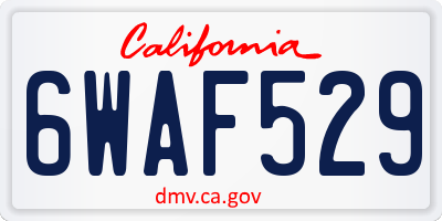 CA license plate 6WAF529