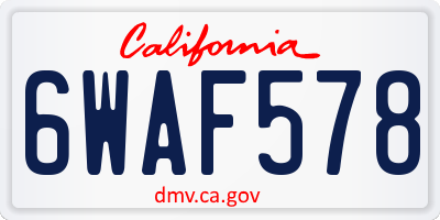 CA license plate 6WAF578