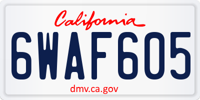 CA license plate 6WAF605