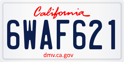 CA license plate 6WAF621