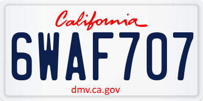CA license plate 6WAF707