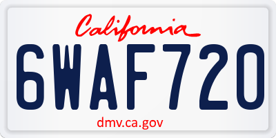 CA license plate 6WAF720