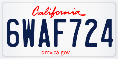 CA license plate 6WAF724