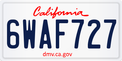 CA license plate 6WAF727