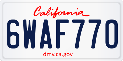 CA license plate 6WAF770