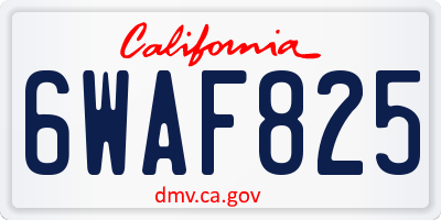 CA license plate 6WAF825
