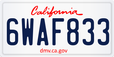 CA license plate 6WAF833