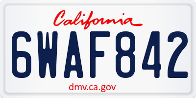 CA license plate 6WAF842