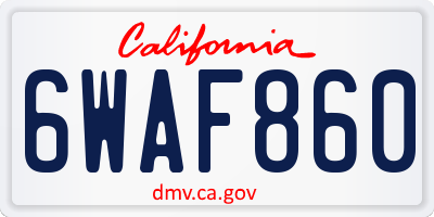 CA license plate 6WAF860