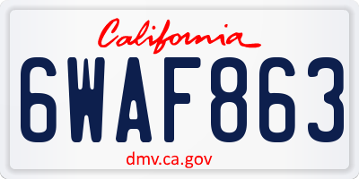 CA license plate 6WAF863