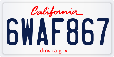 CA license plate 6WAF867