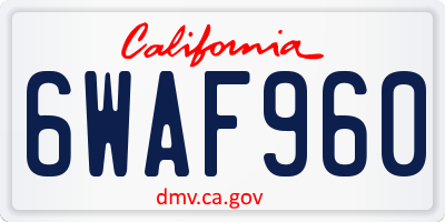 CA license plate 6WAF960