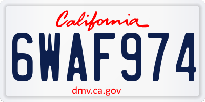 CA license plate 6WAF974