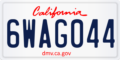 CA license plate 6WAG044