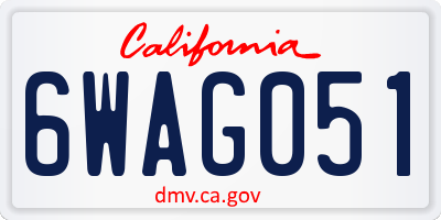 CA license plate 6WAG051
