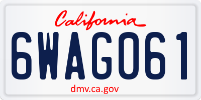 CA license plate 6WAG061