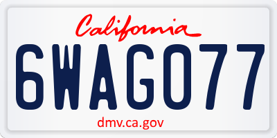 CA license plate 6WAG077