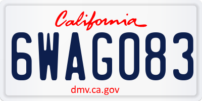 CA license plate 6WAG083