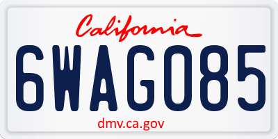 CA license plate 6WAG085