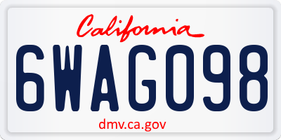CA license plate 6WAG098