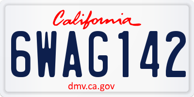 CA license plate 6WAG142