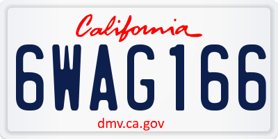 CA license plate 6WAG166