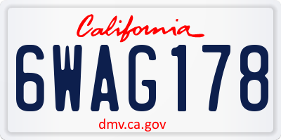 CA license plate 6WAG178