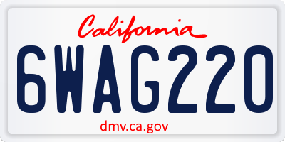 CA license plate 6WAG220
