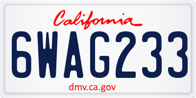 CA license plate 6WAG233