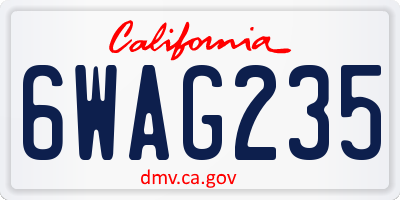 CA license plate 6WAG235