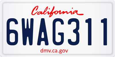CA license plate 6WAG311