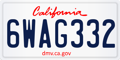 CA license plate 6WAG332