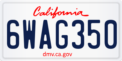 CA license plate 6WAG350