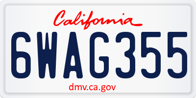 CA license plate 6WAG355