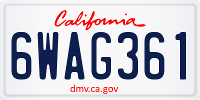CA license plate 6WAG361