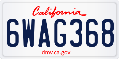 CA license plate 6WAG368
