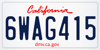 CA license plate 6WAG415