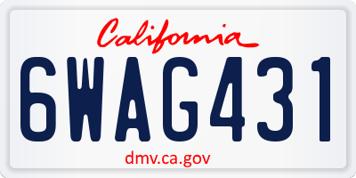CA license plate 6WAG431