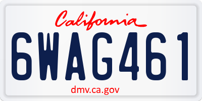 CA license plate 6WAG461