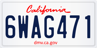 CA license plate 6WAG471