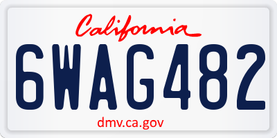 CA license plate 6WAG482