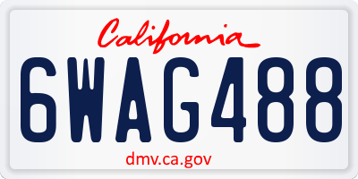 CA license plate 6WAG488