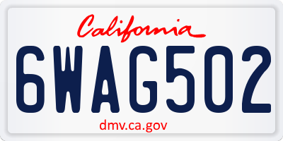 CA license plate 6WAG502
